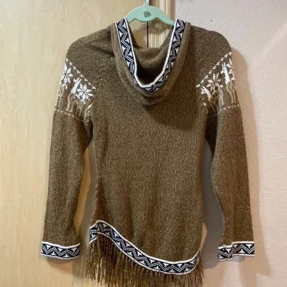 Women Small Gorgeous Handmade Artisan Hoodie Sweater Alpaca Mountain Village Sou - Picture 4 of 4
